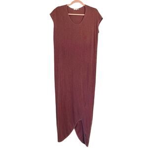 Sundry Almost French Midi Tshirt Dress XS Asymmetric Mauve Pink Stretch Jersey
